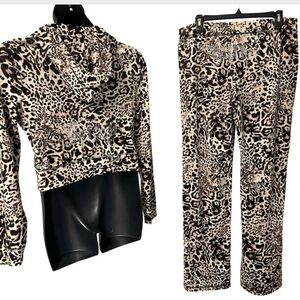 JUICY COUTURE LEOPARD OG BLING RHINESTONE VELOUR TRACKSUIT SWEATSUIT NWT